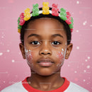 Child with Gummy Bear Crown and Festive Face Paint