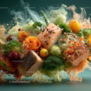 Fresh Salmon Fillet with Vegetables and Herbs for Healthy Cooking
