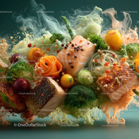 Fresh Salmon Fillet with Vegetables and Herbs for Healthy Cooking