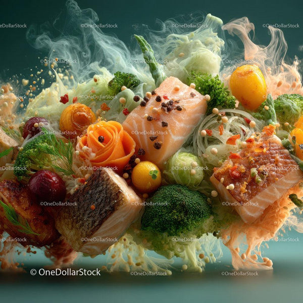Fresh Salmon Fillet with Vegetables and Herbs for Healthy Cooking