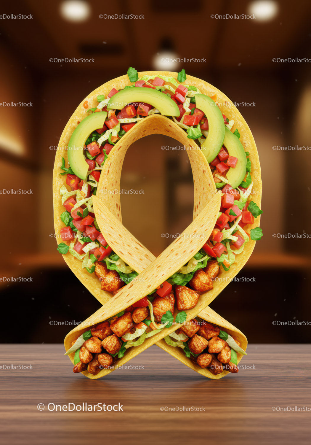 Taco Ribbon Shape Filled with Fresh Ingredients