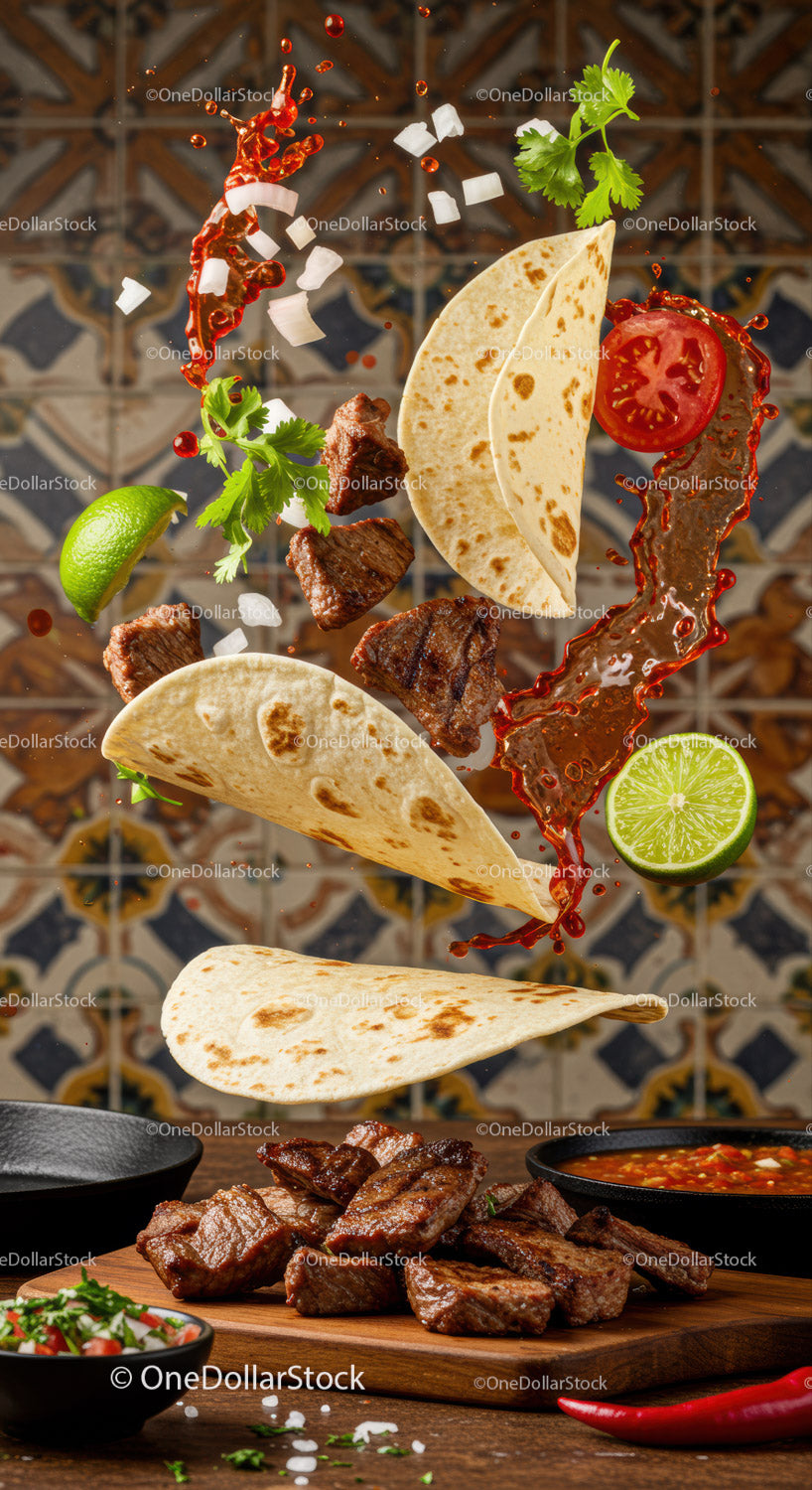 Tacos z grillowaną wołowiną ze świeżą limonką i kolendrą