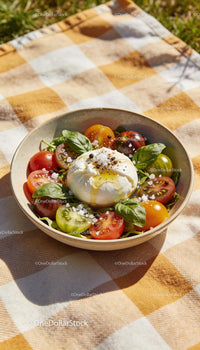 Fresh Burrata Cheese with Cherry Tomatoes and Basil