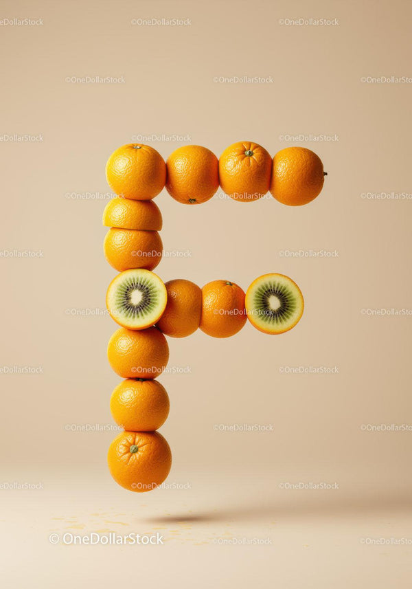 Creative Alphabet Letter F Made of Fresh Fruits
