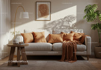 Cozy living room with warm earthy tones and natural light