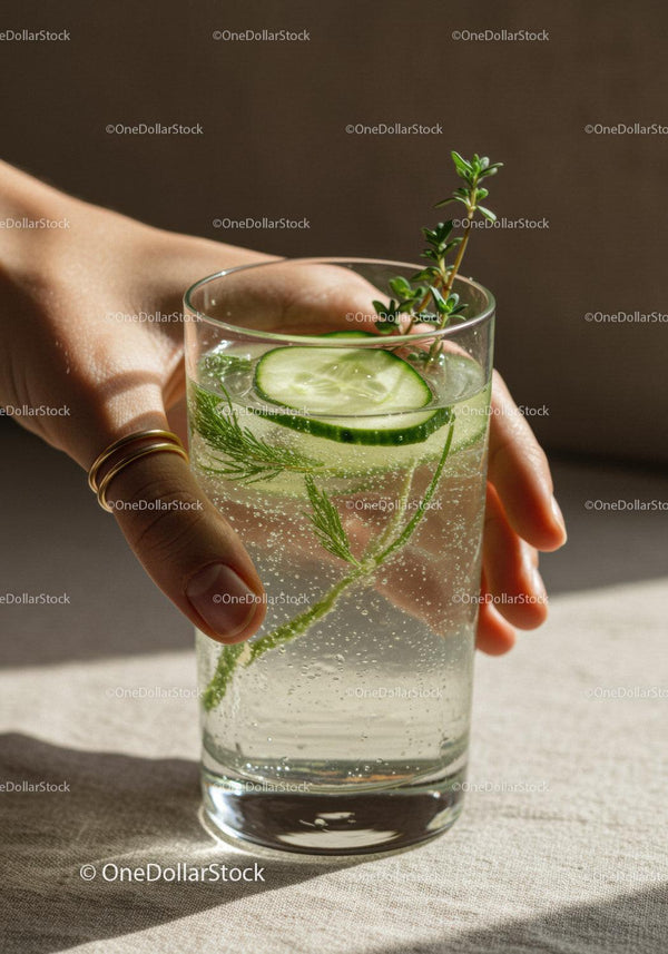 Refreshing cucumber and herb infused sparkling water