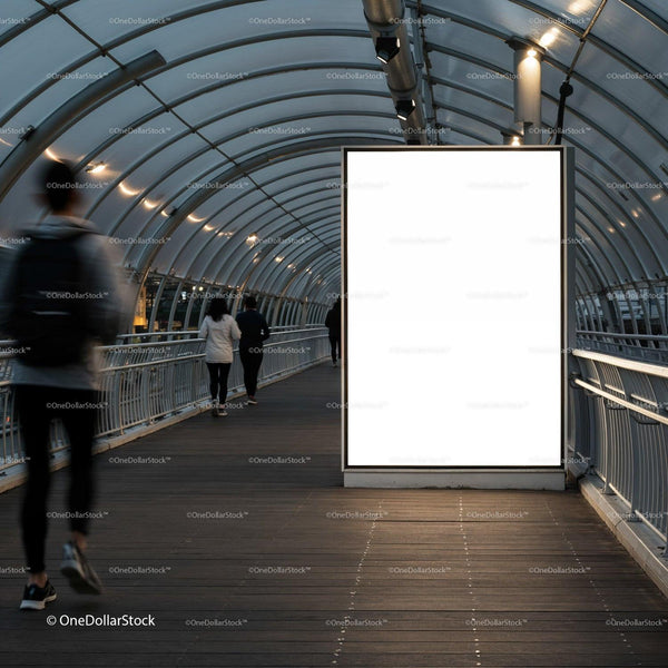 Empty Advertising Board in Urban Pedestrian Tunnel JPG Mockup Image