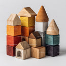 Colorful Wooden Toy Blocks and Houses for Children's Play