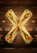 Four Chicken Wraps Arranged in a Star Shape