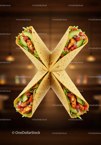 Four Chicken Wraps Arranged in a Star Shape