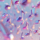 Colorful Floating Musical Notes in Vibrant and Artistic Scene