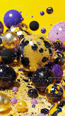 Festive Colorful Glittering Spheres and Confetti Composition