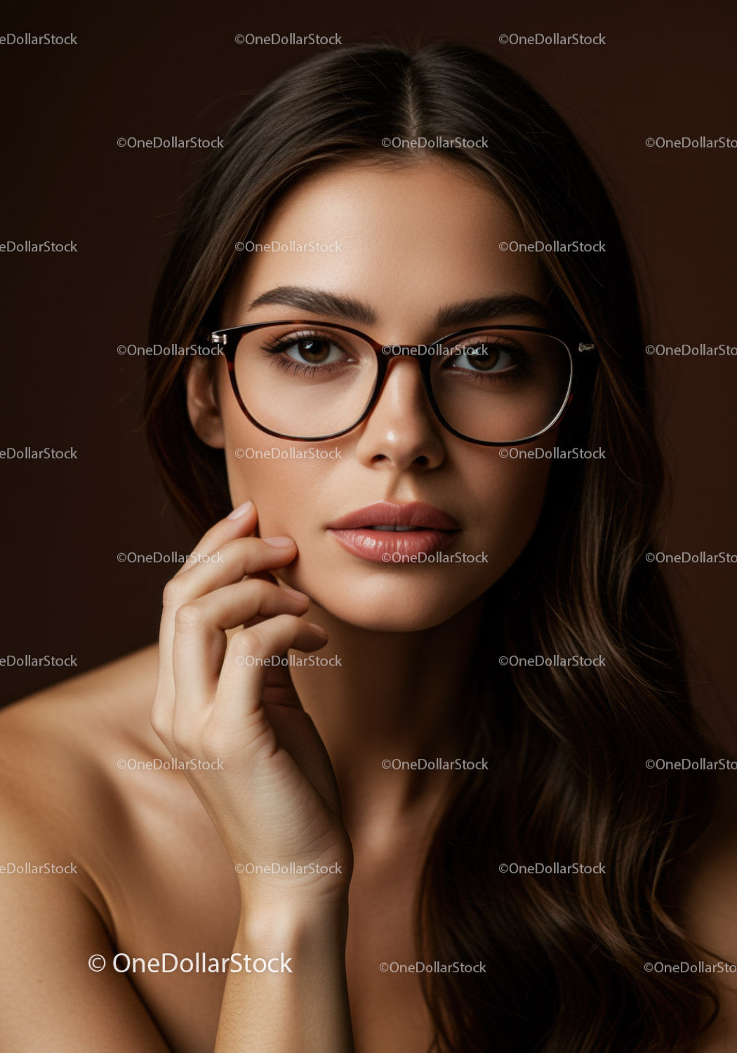 Elegant Woman with Glasses Portrait with Smooth Skin and Stylish Look