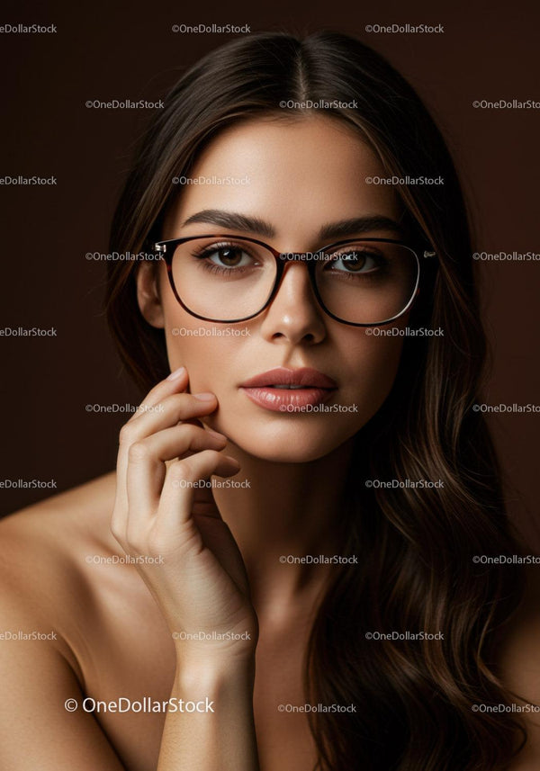 Elegant Woman with Glasses Portrait with Smooth Skin and Stylish Look