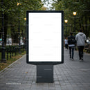 Empty Urban Advertising Board in City Walkway