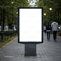 Empty Urban Advertising Board in City Walkway