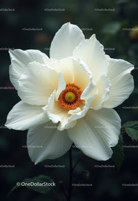 Elegant White Flower Blooming in Garden with Dark Background