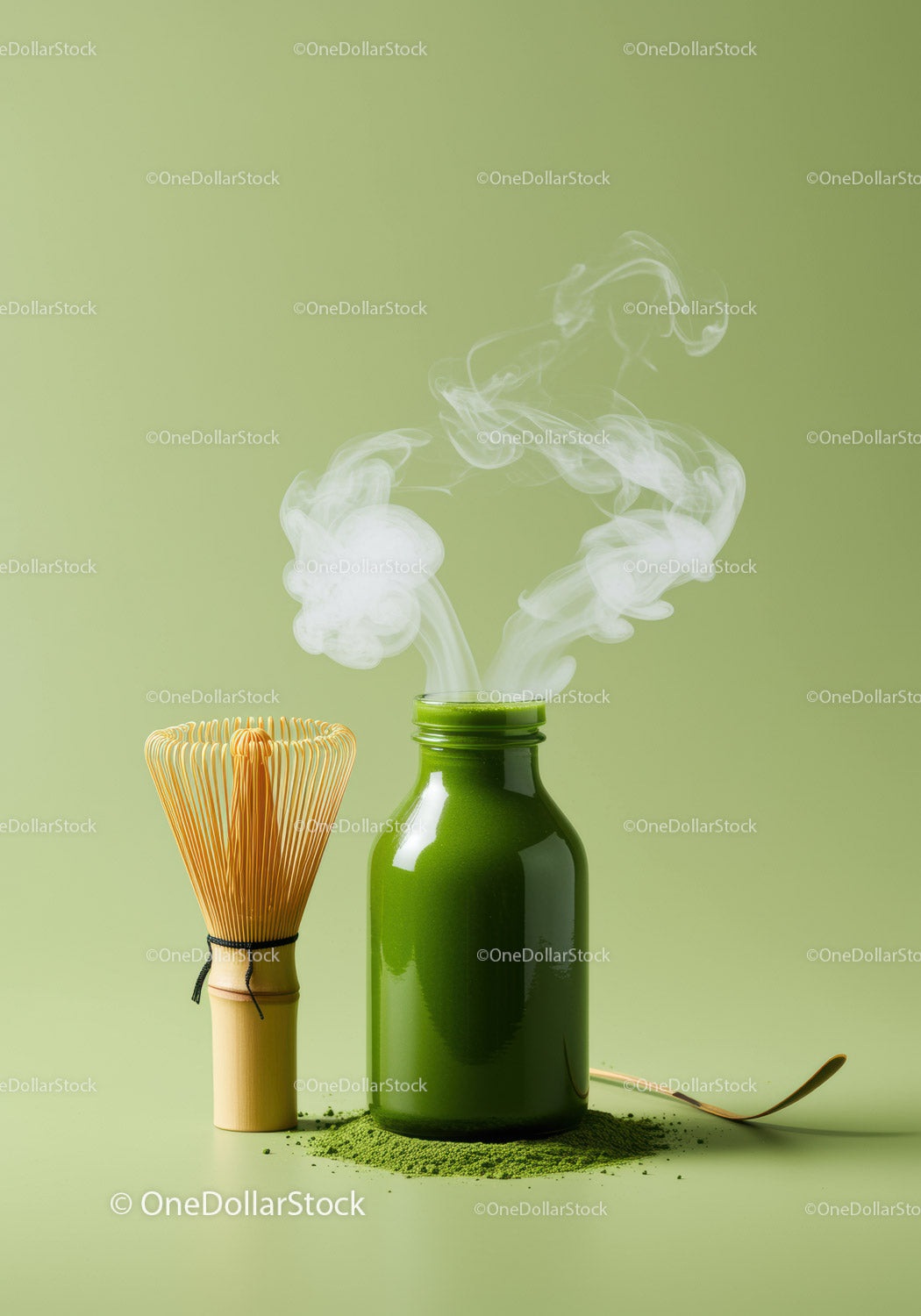 Świeży proszek Matcha z tradycyjną bambusową trzepaczką