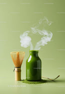 Fresh Matcha Powder with Traditional Bamboo Whisk