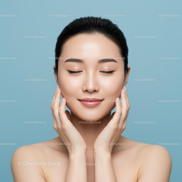 Woman with Clear Skin and Serene Expression in Beauty Portrait