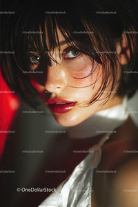 Dramatic Close-Up of a Beautiful Woman with Intense Expression