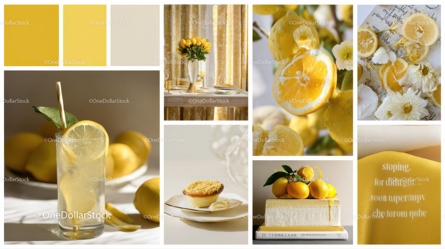 Bright Lemon Decor Scene with Citruses and Floral Accents