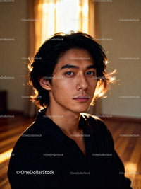Young man with thoughtful expression in warm natural light