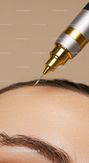 Cosmetic Syringe Performing Skin Rejuvenation Treatment with Gold Accents