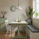 Elegant Green Dining Nook with Potted Plants and Modern Decor