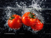 Juicy Red Tomatoes Splashing Water in a Fresh Food Scene