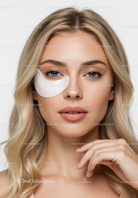 Woman Wearing Eye-Care Patch for Skin Beauty and Relaxation