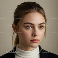 Beautiful Young Woman with Clear Skin and Blonde Hair