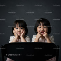 Two Happy Girls with Joyful Expressions Sitting Together