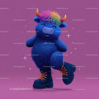 Colorful Cartoon Yak Wearing Boots in a Whimsical Style