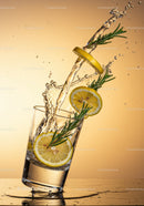 Refreshing Lemon and Rosemary Splash in Glass