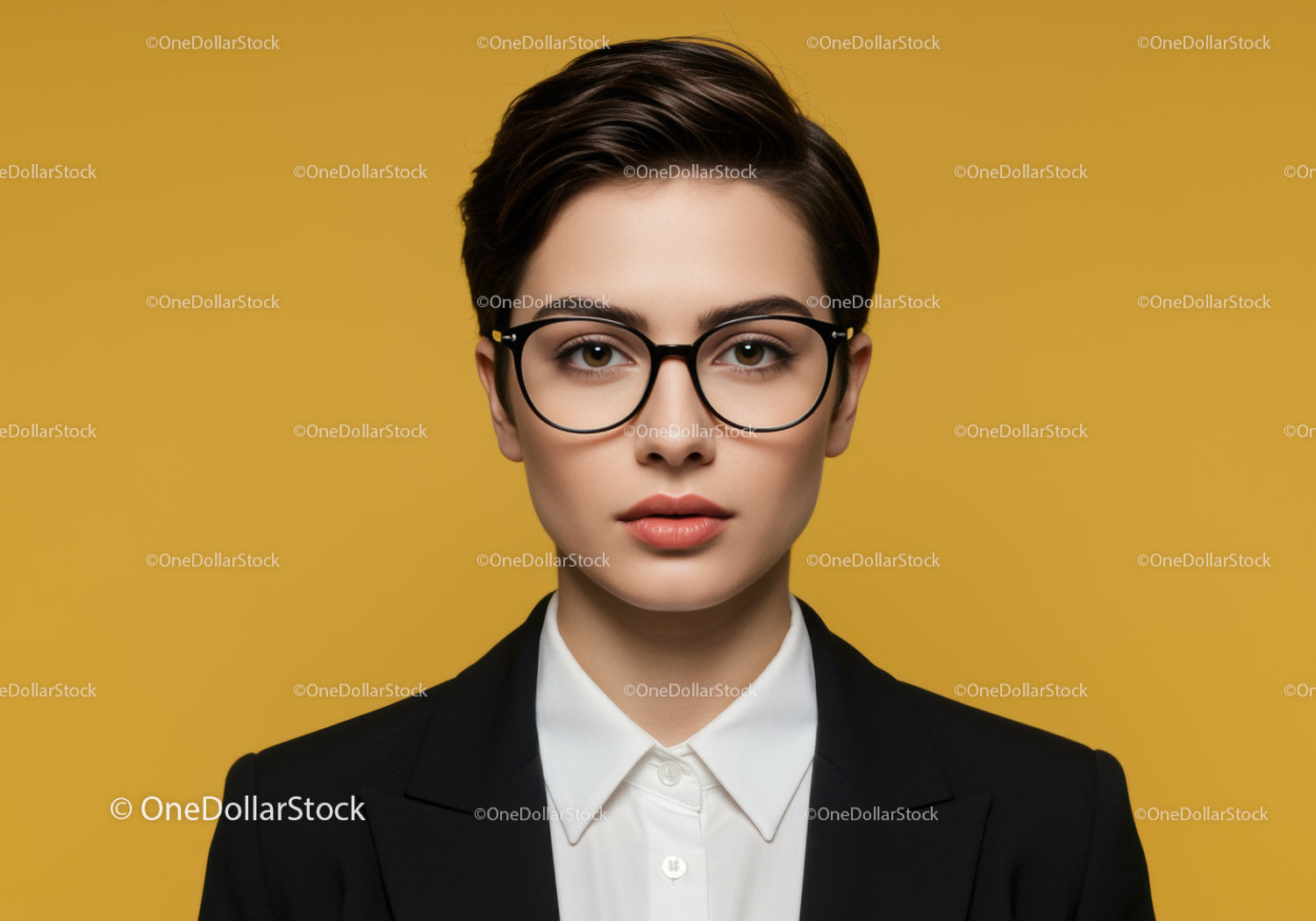 Professional Woman with Glasses Portrait in Stylish Business Attire