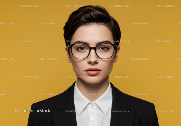 Professional Woman with Glasses Portrait in Stylish Business Attire