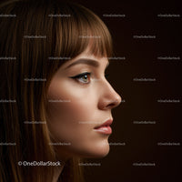Elegant Woman Profile with Bold Makeup and Stylish Hairstyle