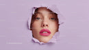 Close-Up Portrait of a Glamorous Model with Pink Lipstick