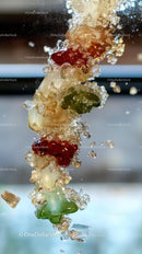 Colorful Gummy Bears Splashing into Water with Vibrant Colors