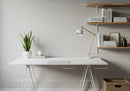Modern Home Office with Green Plants and Minimalist Decor