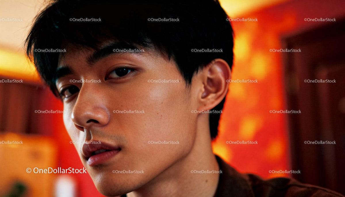 Close up portrait of young man with expressive gaze