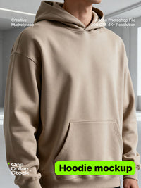 editable PSD mockup for Beige hoodie logo