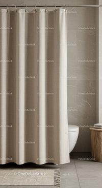 Beige Fabric Shower Curtain for Modern and Elegant Bathrooms