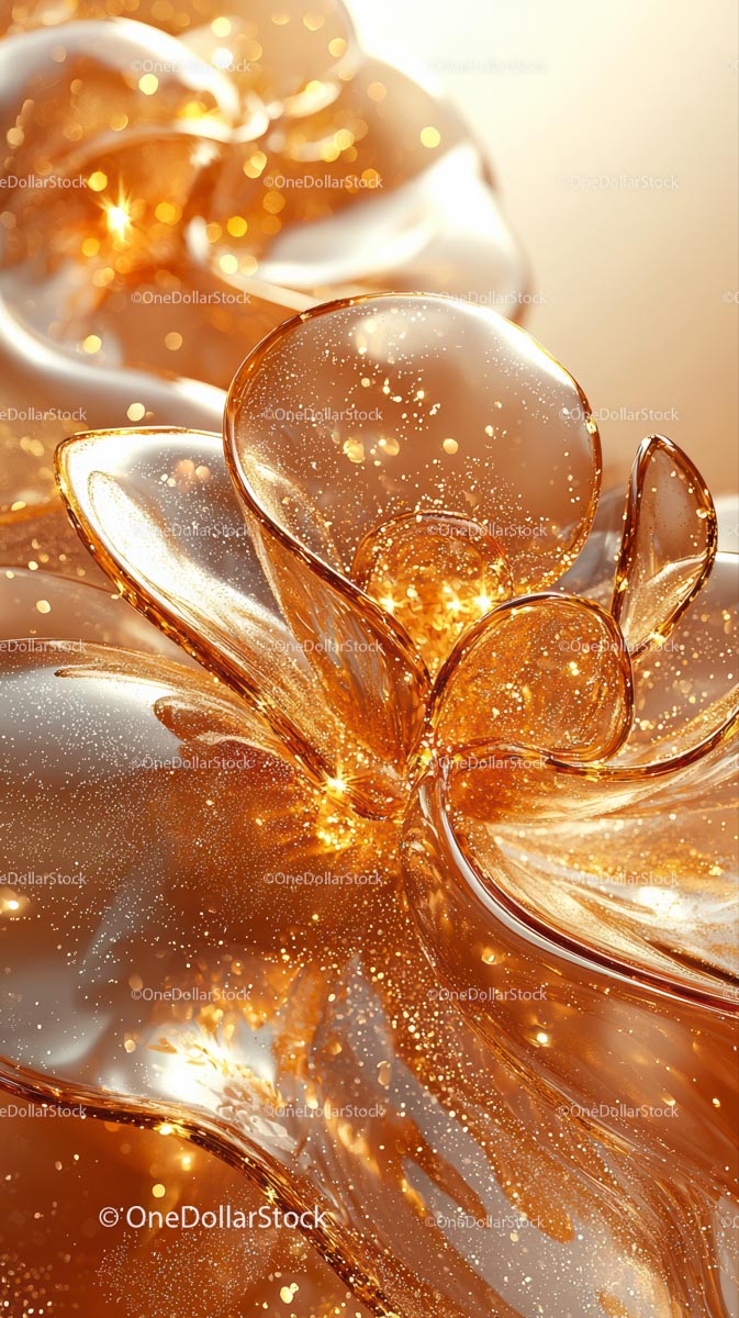Elegant Gold and Transparent Glass Ornaments with Sparkling Effects