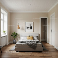 Modern Cozy Bedroom with Wooden Floor and Neutral Decor