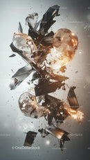 Exploding Glass Fragments and Shattered Reflection Scene