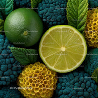 Vibrant Arrangement of Fresh Green Limes and Yellow Honeycomb