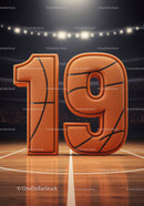 Number Nineteen in Basketball Texture on Court