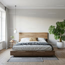 Modern Bedroom with Wooden Bed Frame and Indoor Plant